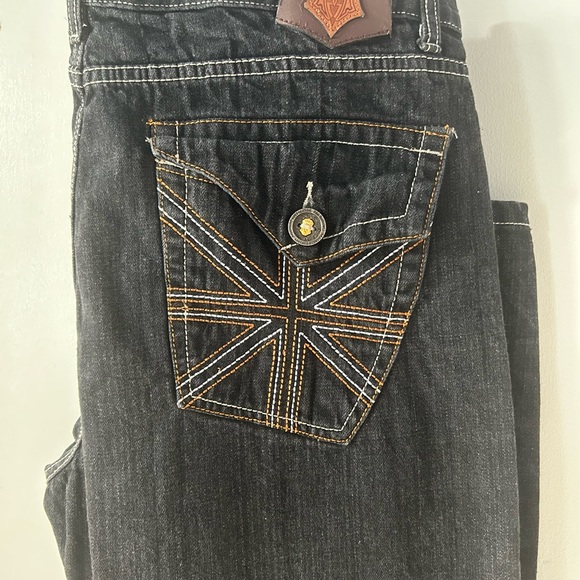 Monarchy Mens Distressed Flap Pocket Blk Denim Jeans rare Sz W40 L30 - Picture 2 of 7